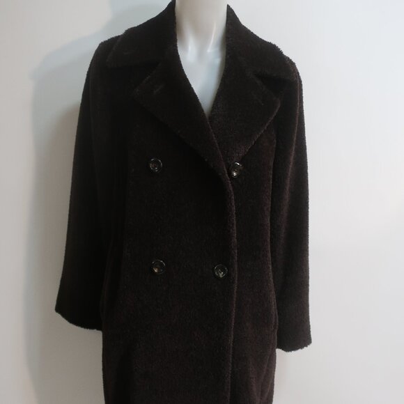 Womens Max Mara Dark Chocolate Brown Alpaca Wool Double Breasted Coat 4 - Picture 10 of 16